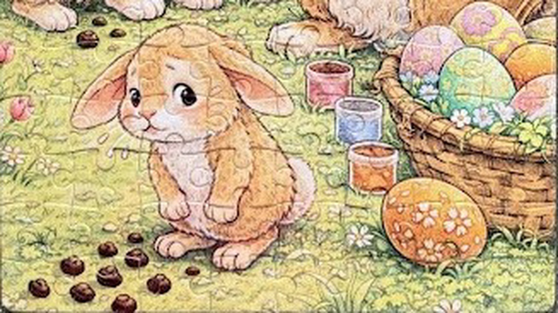 Puzzle magnet de frigider � Vopsire amuzantă a ouălor de Paște - decor de sărbători - decorațiuni de paște - alte creații de paște - Artynos.ro