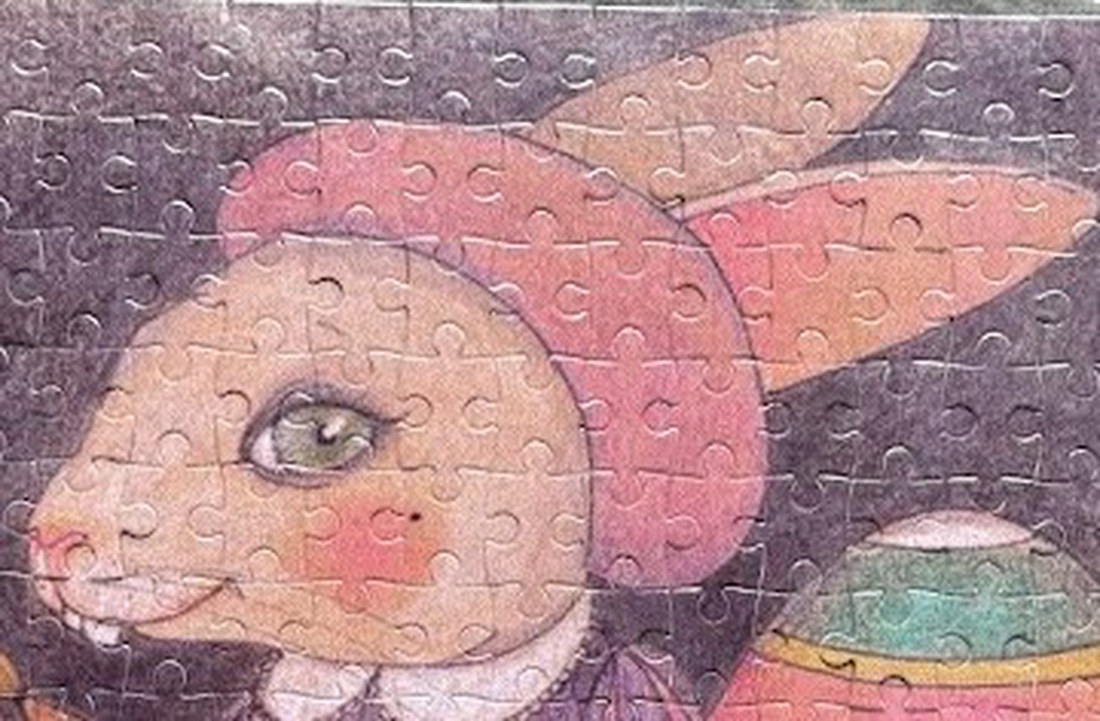 Puzzle magnet de frigider � Iepuraș de Paște cu ou încondeiat - decor de sărbători - decorațiuni de paște - alte creații de paște - Artynos.ro