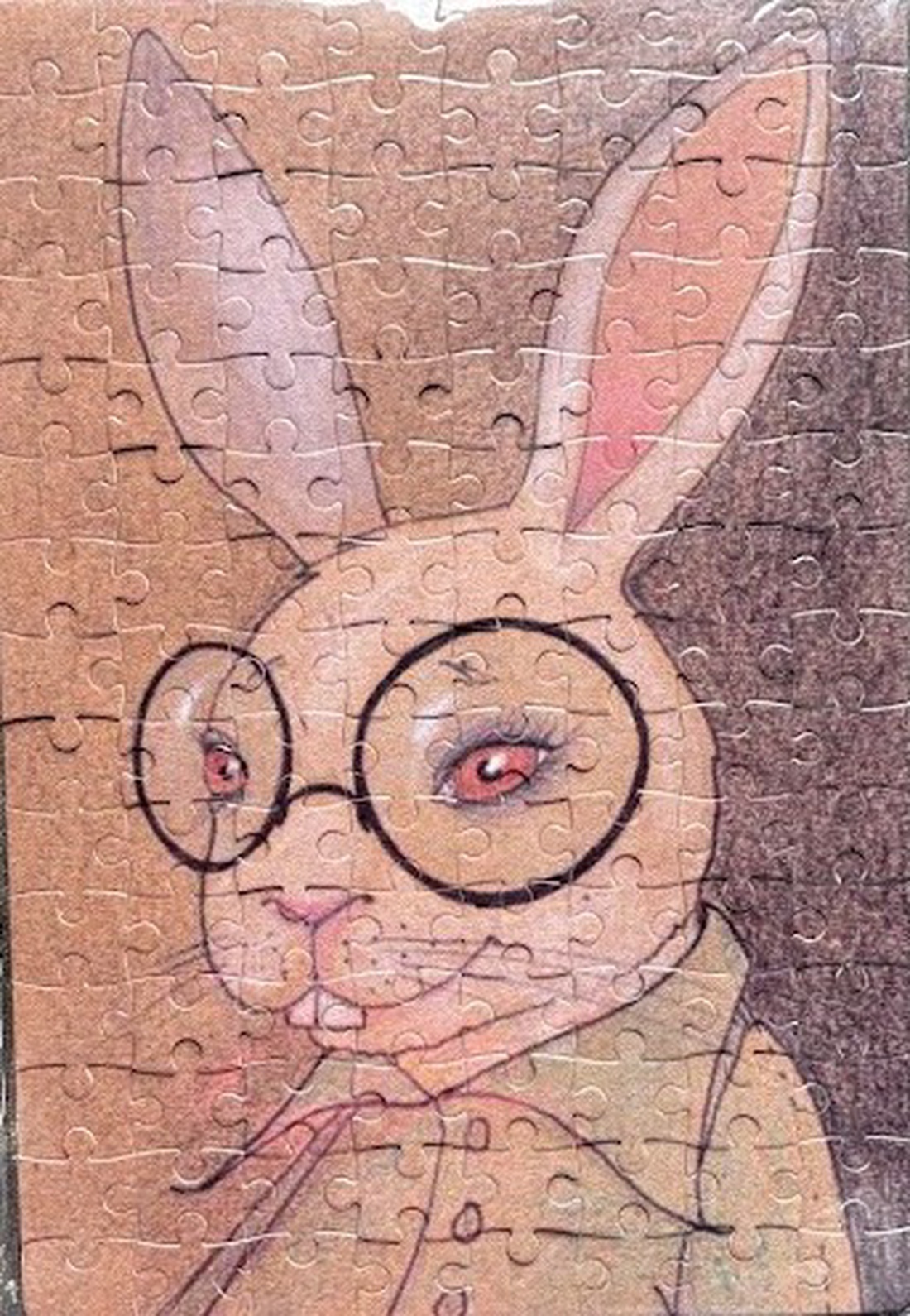 Puzzle magnet pentru frigider � Iepure de Paște cu ochelari - decor de sărbători - decorațiuni de paște - alte creații de paște - Artynos.ro