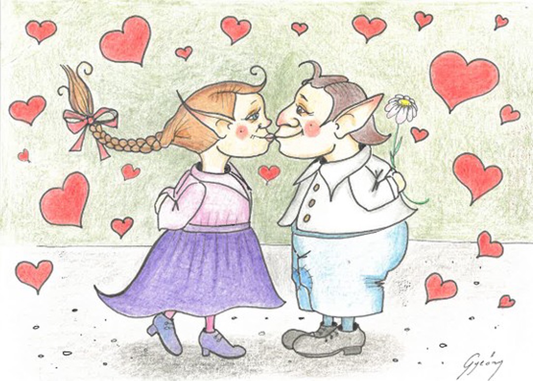 Carte poștală � Cuplu de spiriduși de Valentin - casă & stil de viață - produse de papetărie - cărți poștale - Artynos.ro