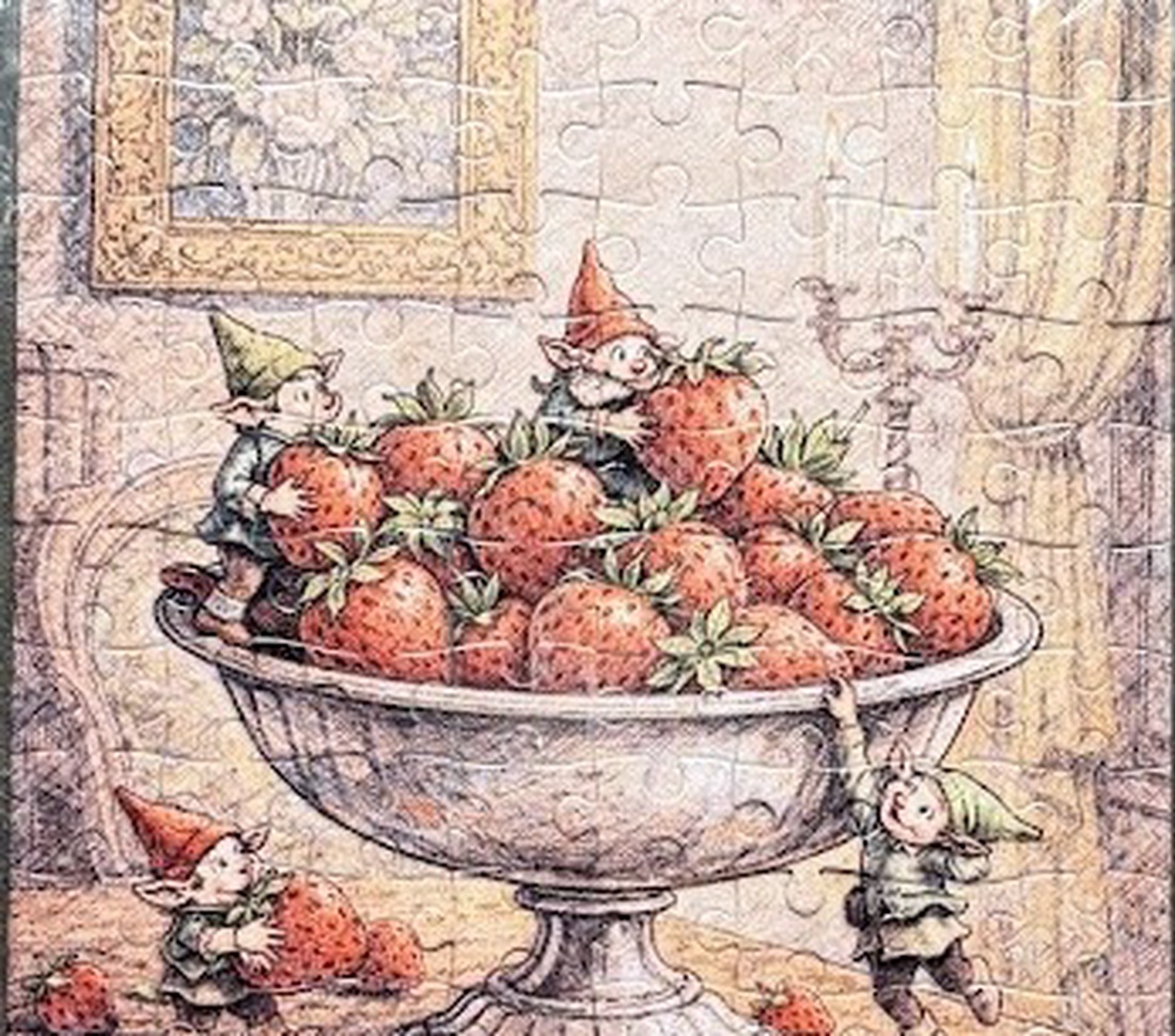 Puzzle magnet pentru frigider � Spiridușii hoți de căpșuni - casă & stil de viață - echipamente de bucătărie - decor de bucătărie - magneți de frigider - Artynos.ro