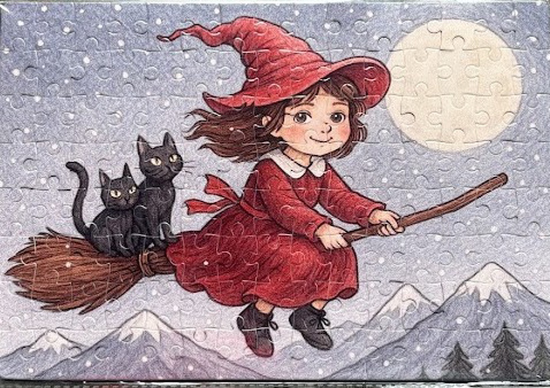 Puzzle magnet de frigider � Vrăjitoare mică zburătoare - casă & stil de viață - echipamente de bucătărie - decor de bucătărie - magneți de frigider - Artynos.ro