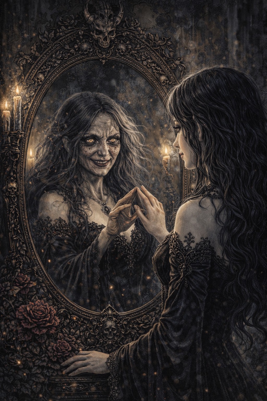 Geantă tote roșie din pânză cu ilustrație vrăjitoare � design fantasy digital - genți și portofele - geantă pentru cumpărături - totebaguri - Artynos.ro