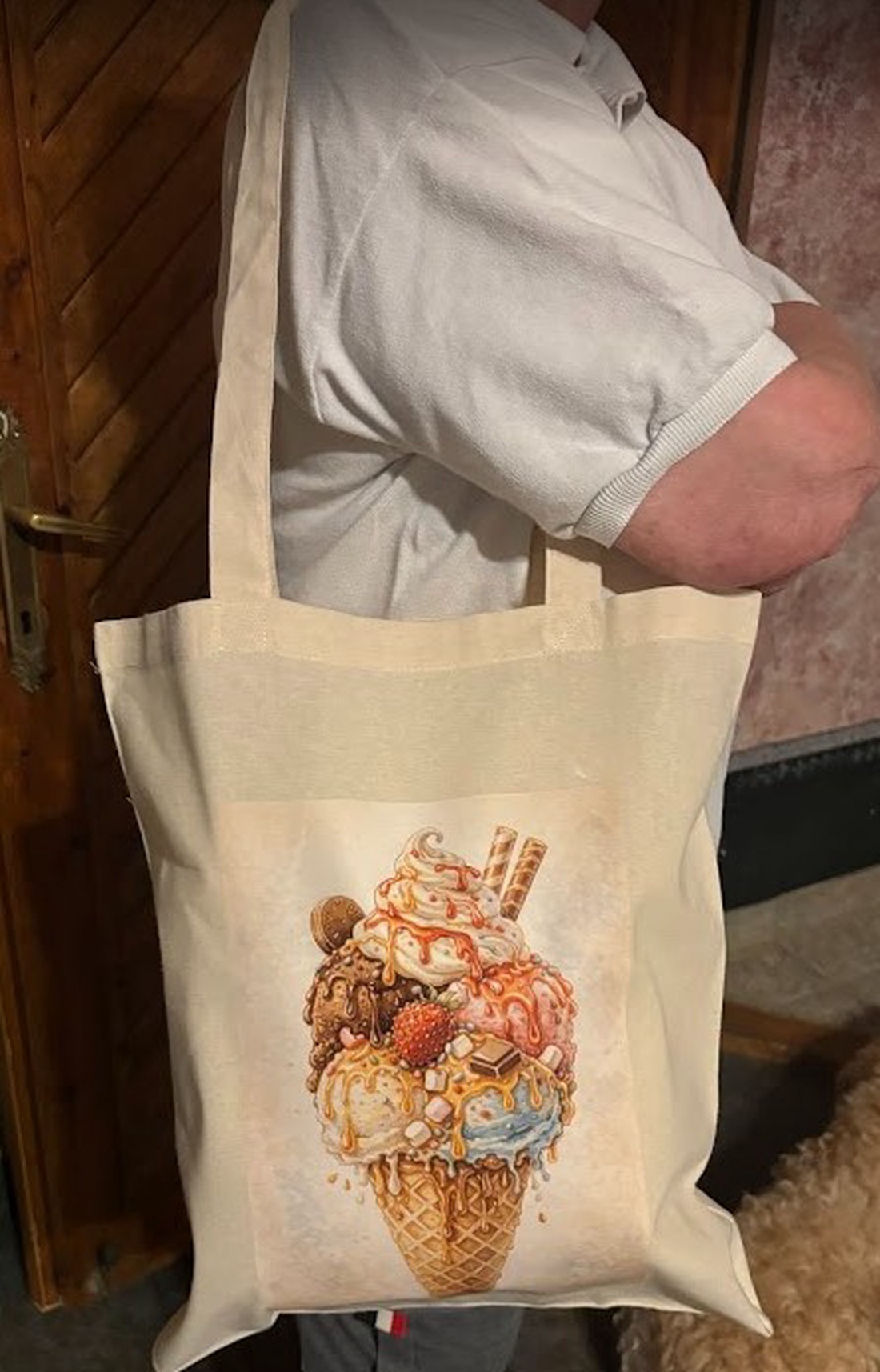 Geantă tote natur din pânză cu ilustrație înghețată � design artistic digital - genți și portofele - geantă pentru cumpărături - totebaguri - Artynos.ro