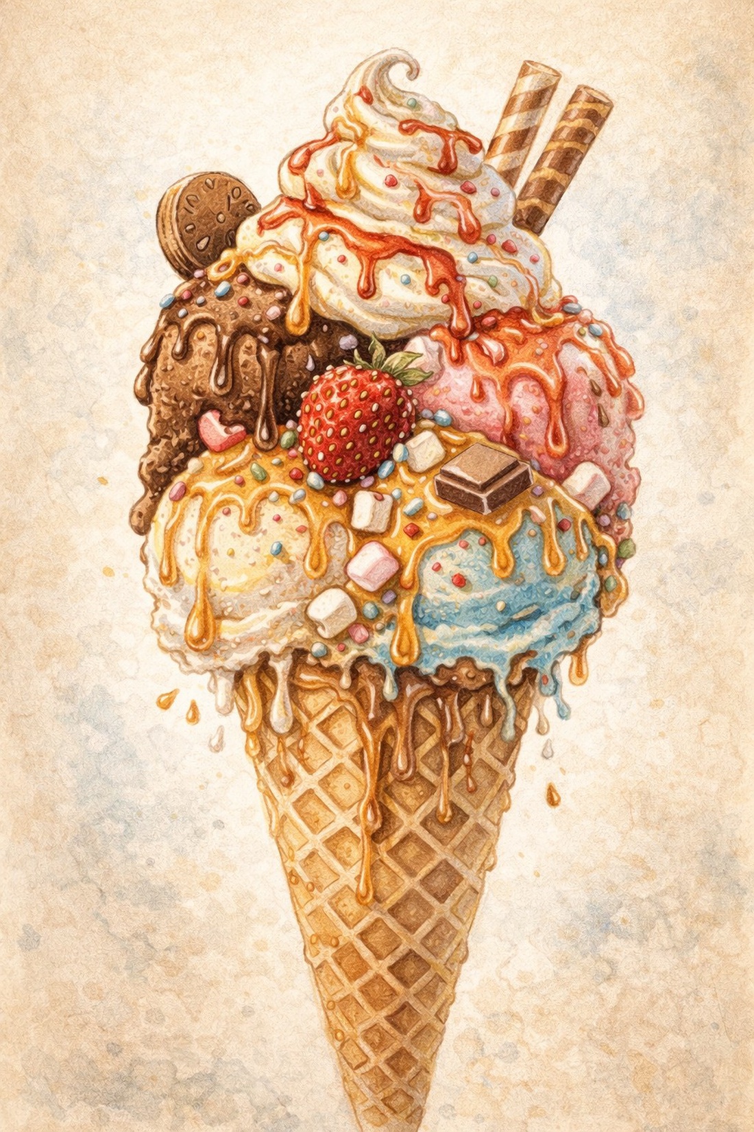 Geantă tote natur din pânză cu ilustrație înghețată � design artistic digital - genți și portofele - geantă pentru cumpărături - totebaguri - Artynos.ro