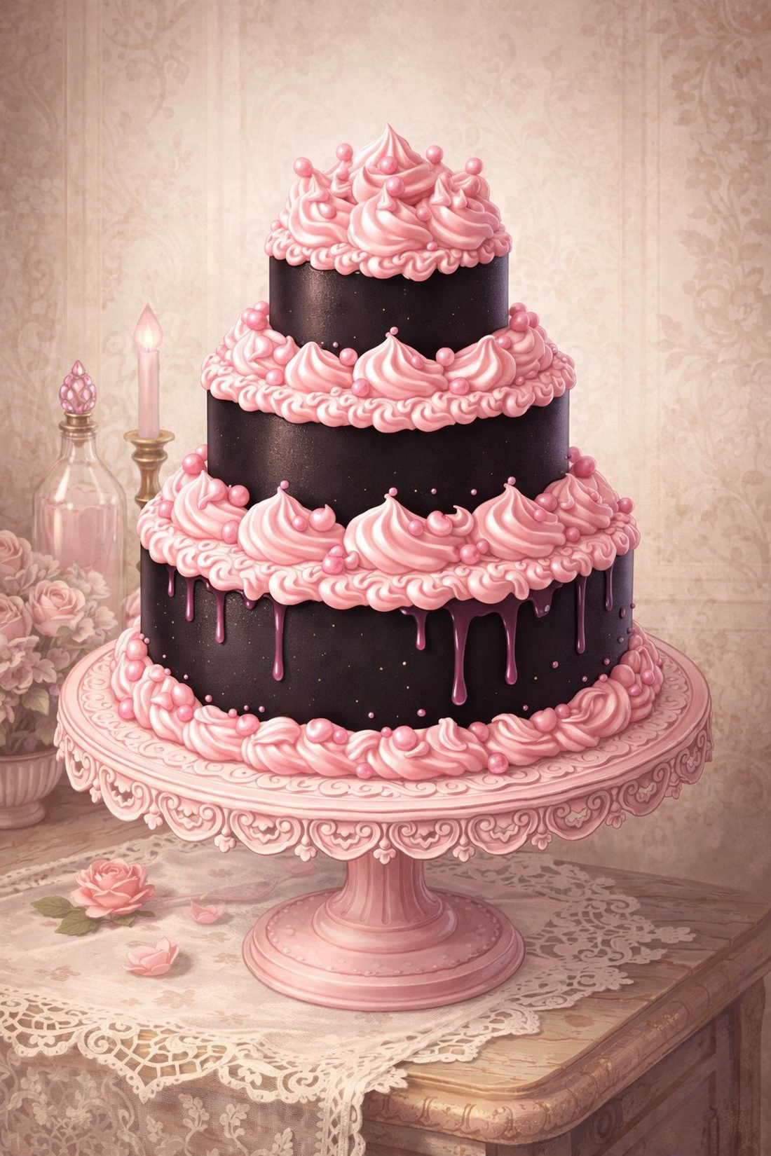 Geantă tote neagră din pânză cu ilustrație tort � design artistic digital - genți și portofele - geantă pentru cumpărături - totebaguri - Artynos.ro