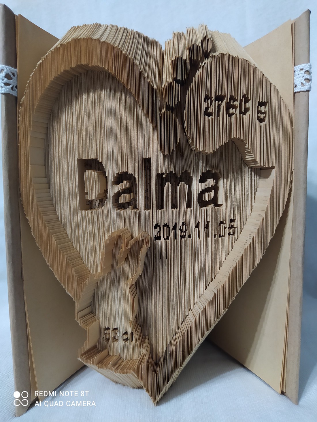 Data nașterii (pentru botez) sculptură de carte - casă & stil de viață - accesorii pentru decorat casa - decorațiuni de masă și decorațiuni pentru rafturi  - sculptură de carte, carte pliată - Artynos.ro