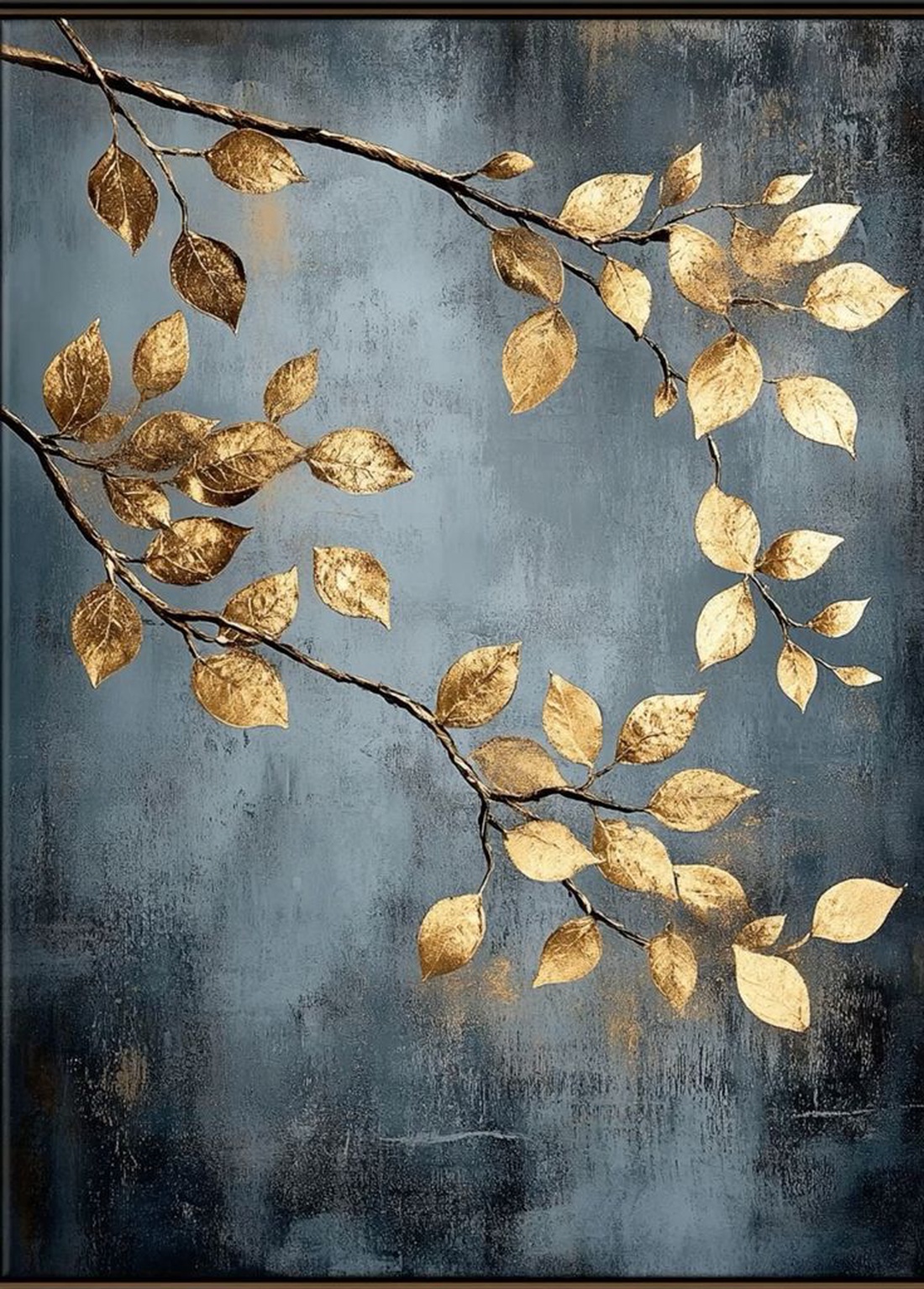 Pictură în ulei cu frunze de aur - arte vizuale și accesorii  - picturi - pictură în ulei - Artynos.ro