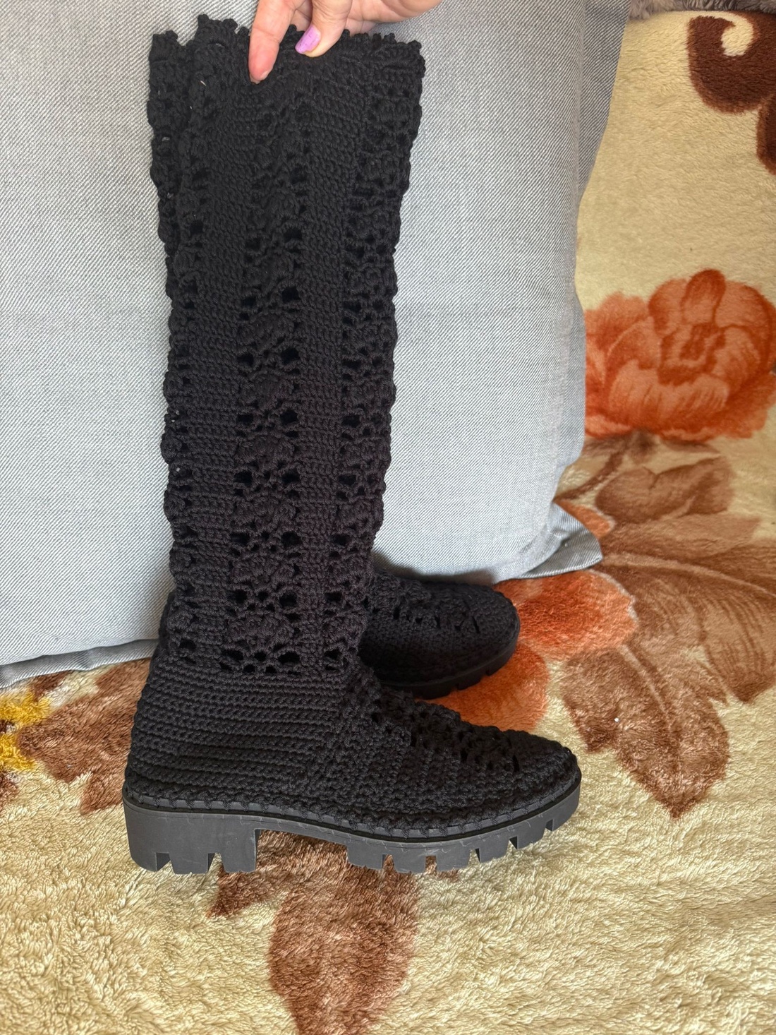 Cizme dama crosetata - îmbrăcăminte și modă - pantofi, papuci, șosete - sandale - Artynos.ro