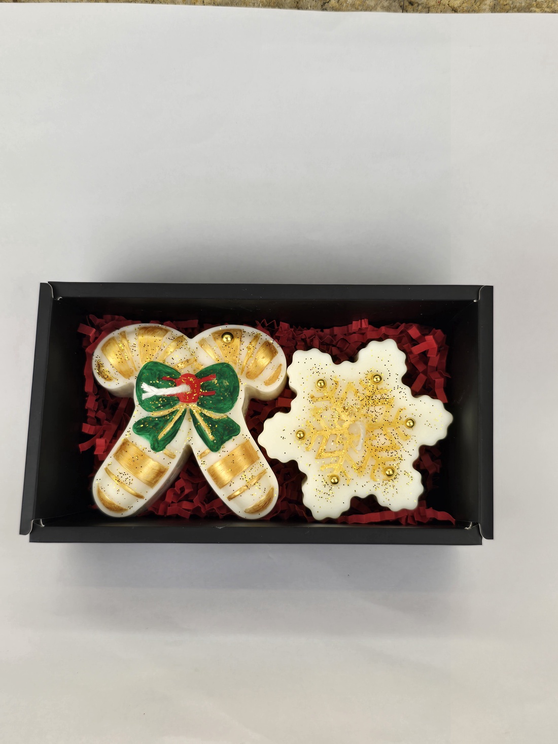 Pachet Sărbători Handmade  Clopoțel și Fulg de Nea Pictat Manual - crăciun - decorațiuni de crăciun de casă - lumânări parfumate de crăciun - Artynos.ro