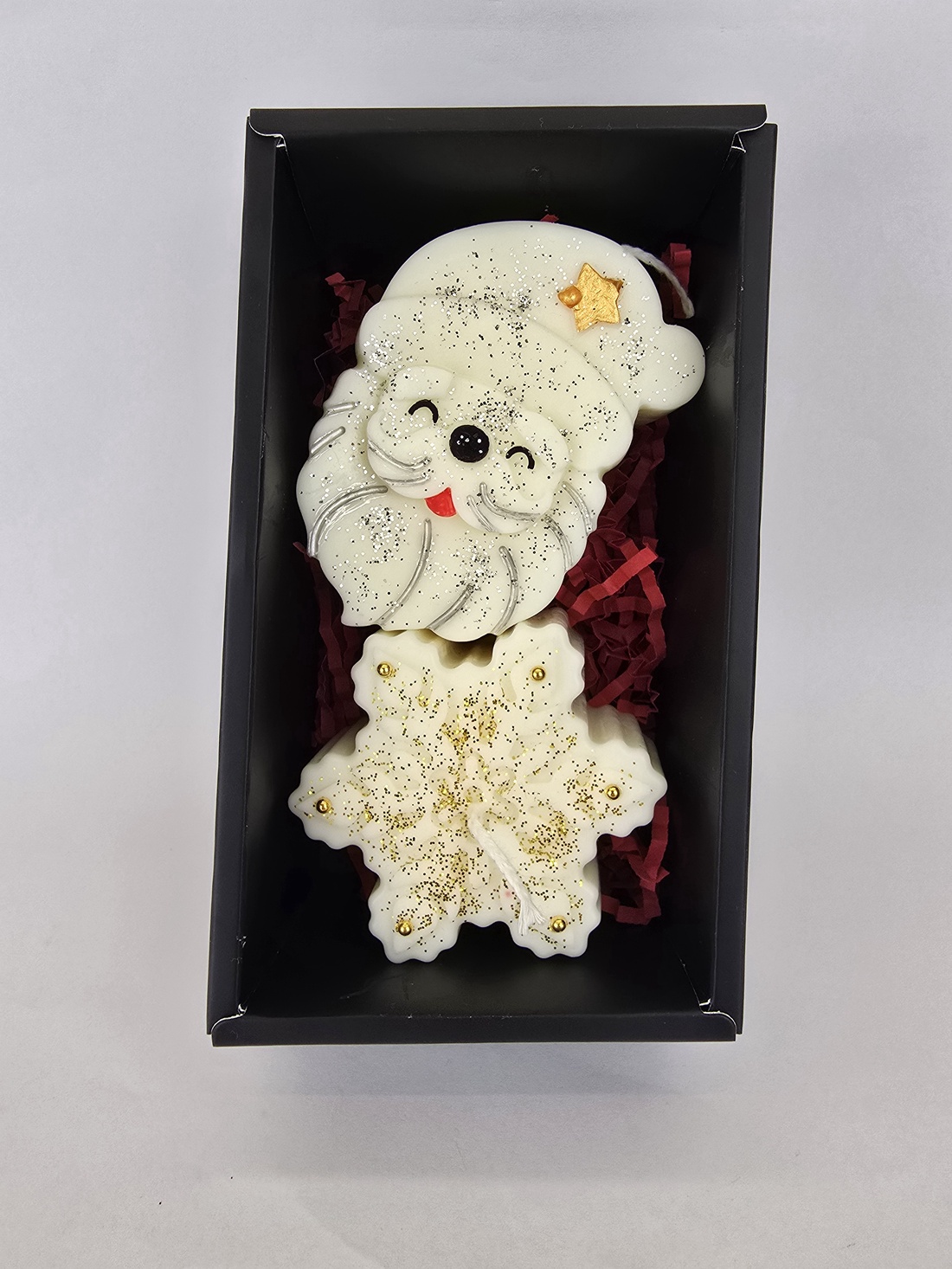 Pachet de Sărbători Handmade  - Fulg de Nea și Moș Crăciun Pictate Manual - crăciun - decorațiuni de crăciun de casă - lumânări parfumate de crăciun - Artynos.ro