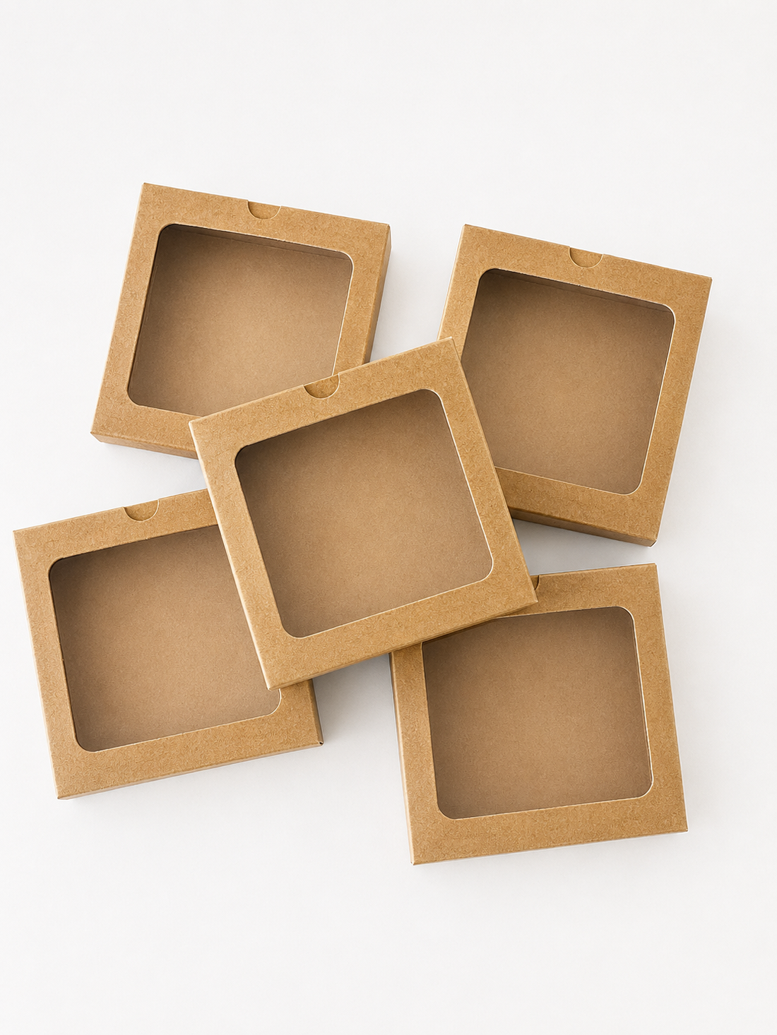 Cutii cadou handmade 7x7x1.5 cm � elegante, cu capac fereastră / 50buc - casă & stil de viață - organizare & depozitare - cutie depozitare - Artynos.ro