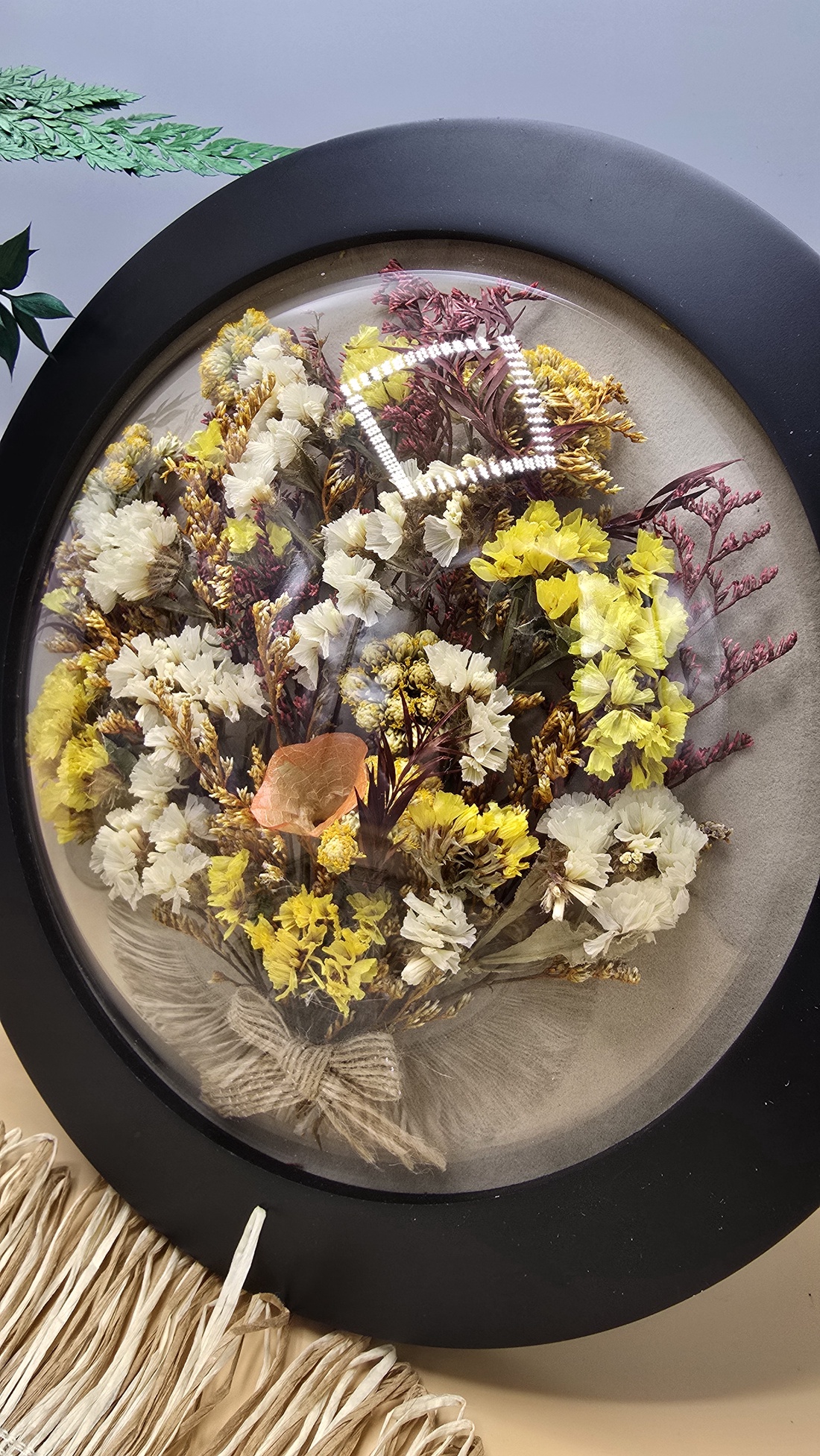 Tablou rotund cu flori naturale conservate - casă & stil de viață - accesorii pentru decorat casa - decorațiuni de pereți, decorațiuni suspendate - tablou cu licheni - Artynos.ro