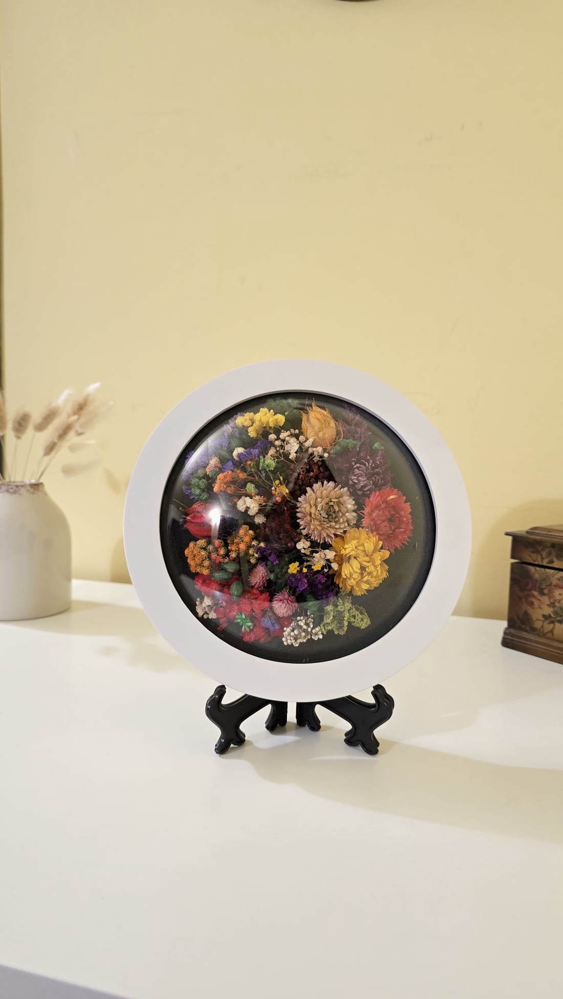 Tablou realizat manual cu flori naturale criogenate - casă & stil de viață - decorațiuni de casă - decorațiuni de pereți - decorațiuni cu licheni - Artynos.ro