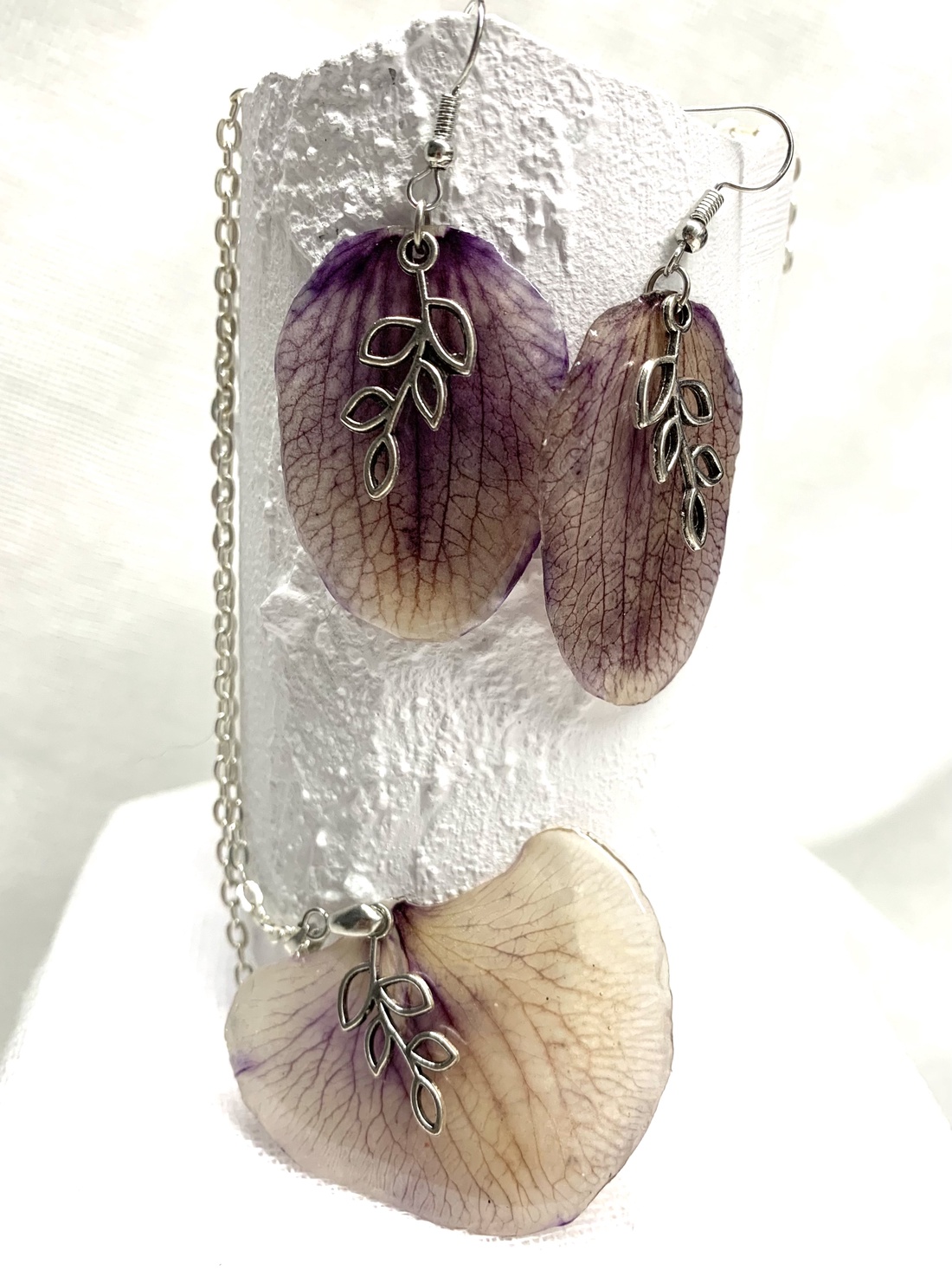 Set bijuterii handmade unicat din rasina si orhidee naturale 00774   - accesorii nuntă - bijuterii mireasă - set bijuterii de mireasă - Artynos.ro