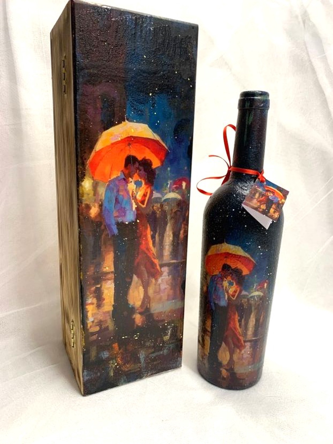 Set cadou-Cutie lemn +sticla de vin - casă & stil de viață - set de cadou - Artynos.ro