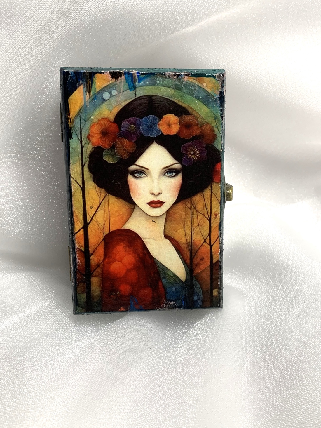 Cutie lemn- caseta de bijuterii decorata manual - bijuterii - suporturi bijuterii și cutie bijuterii - cutii de bijuterii - Artynos.ro