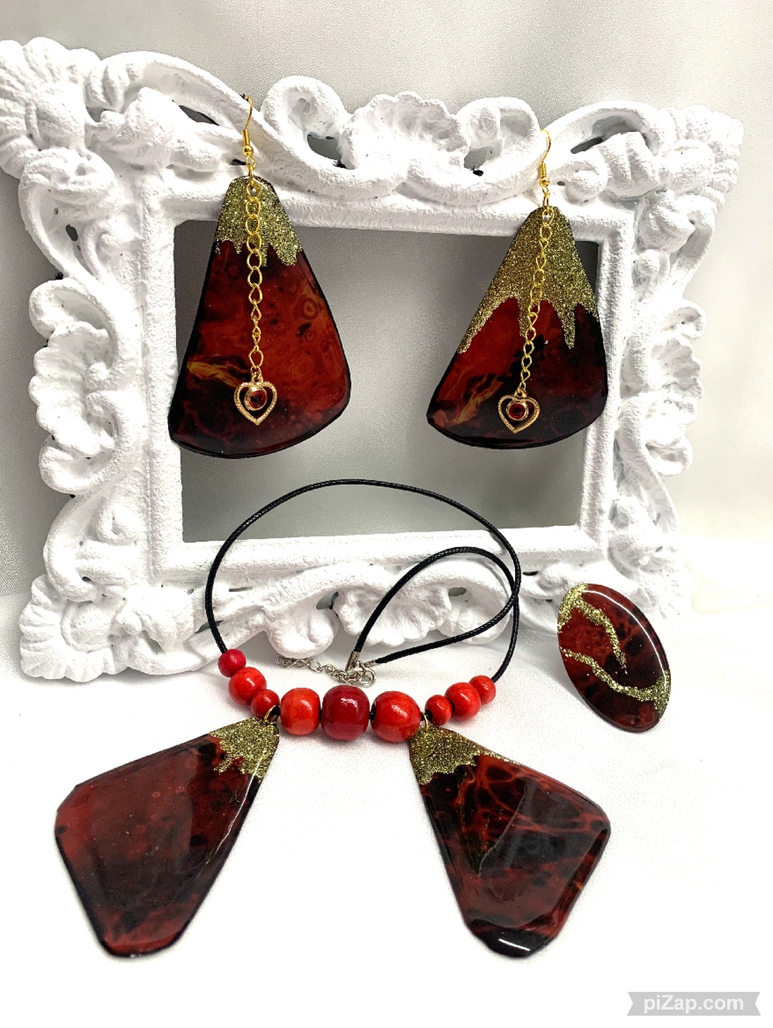 Set bijuterii handmade unicat pictat manual - din rășină 00554 - - Artynos.ro Set bijuterii handmade unicat pictat manual - din rășină 00554 - - Artynos.ro