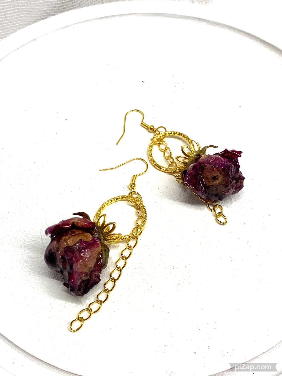 cercei handmade unicat din rasina si flori naturale 00166 -  - Artynos.ro