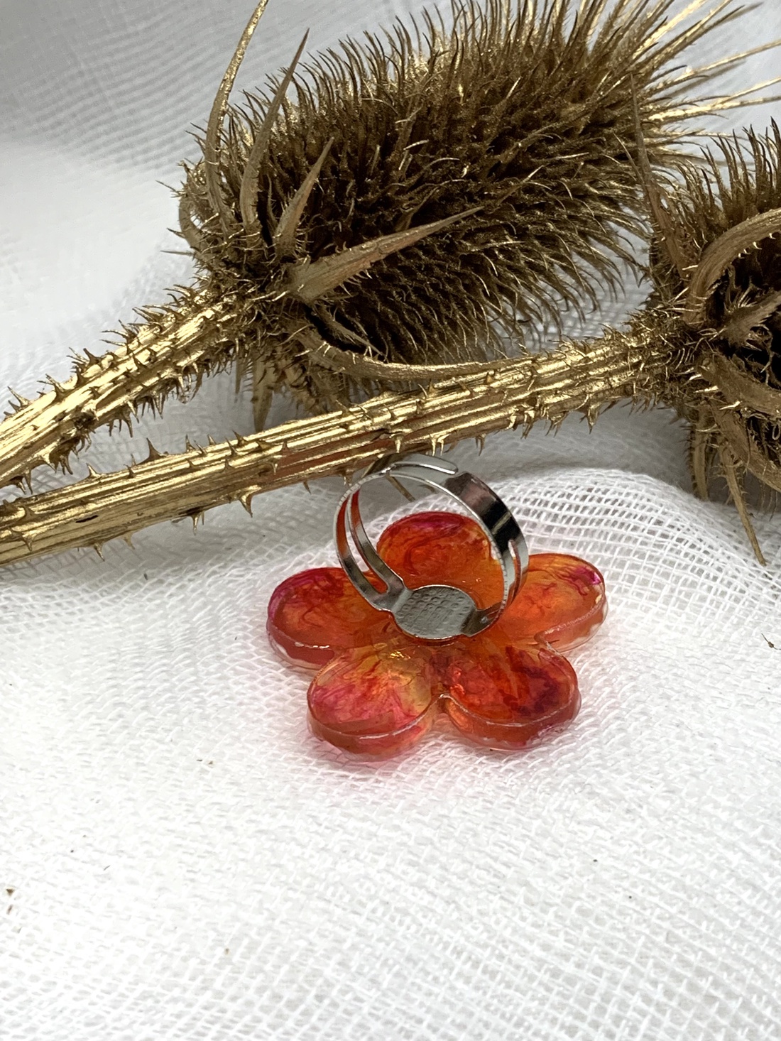 set bijuterii handmade unicat din rasina si flori naturale 00826 -  - Artynos.ro