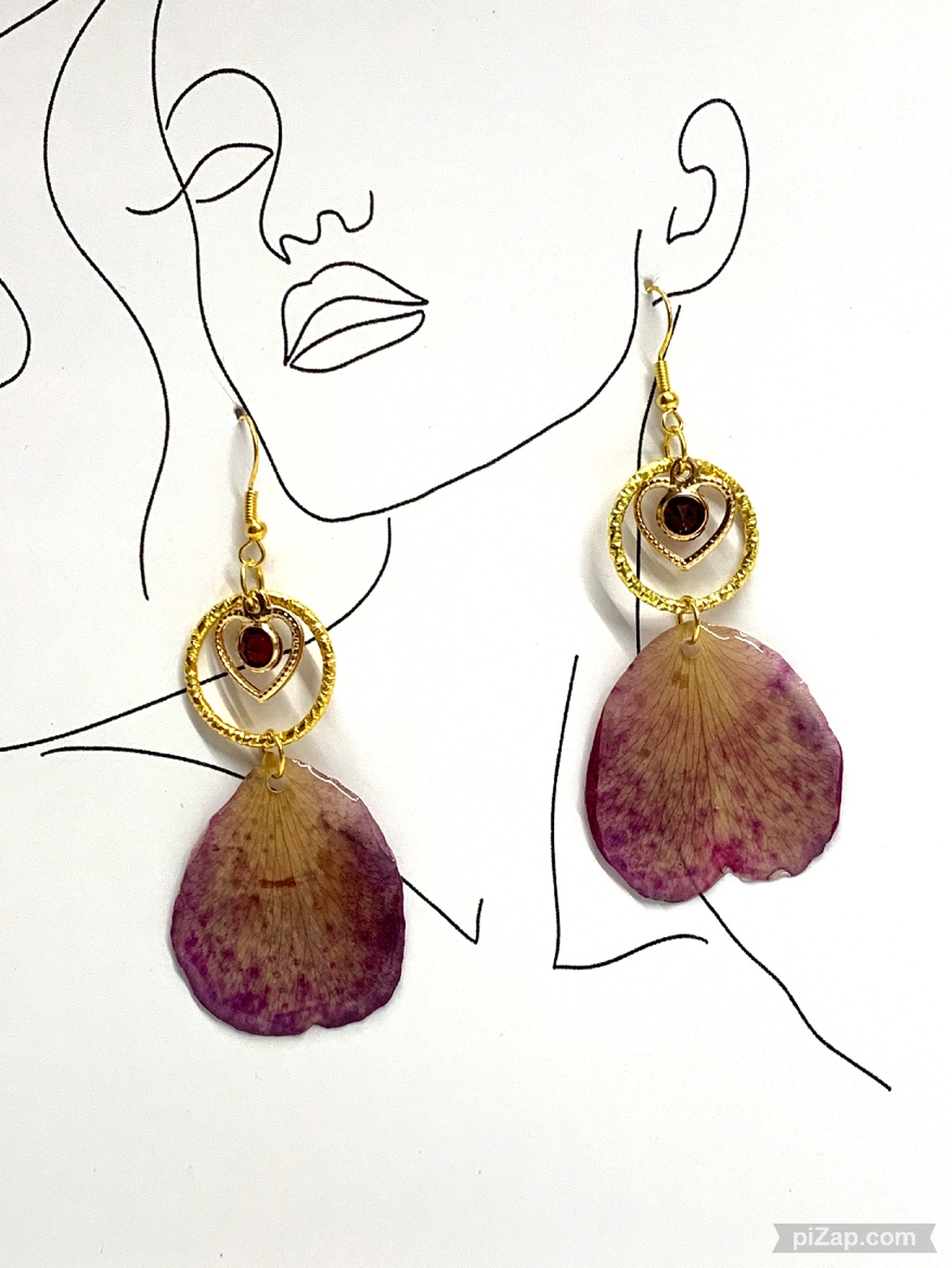 cercei handmade unicat din rasina si flori naturale 00844 -  - Artynos.ro