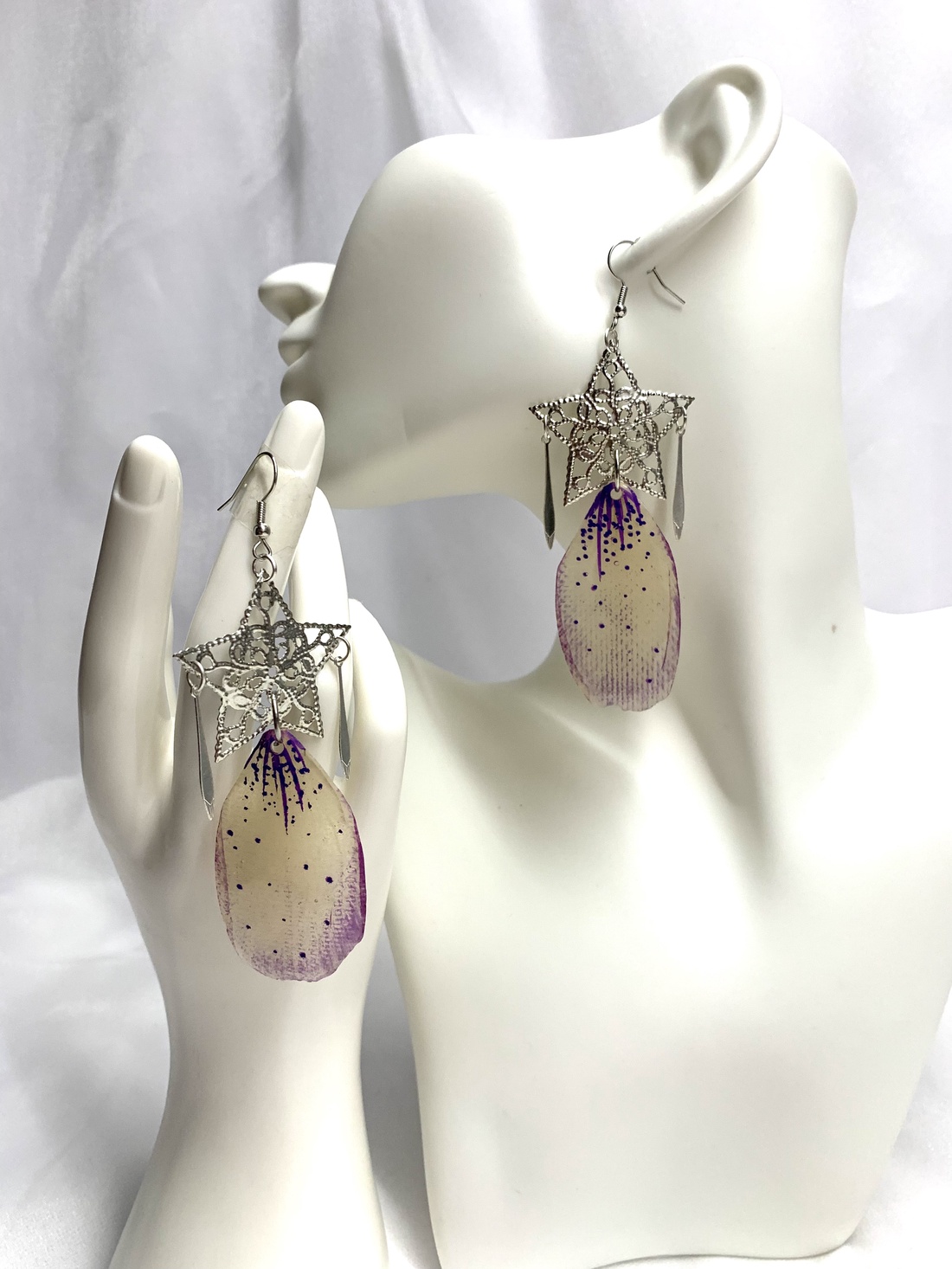 cercei handmade unicat din rasina si flori naturale 00845 -  - Artynos.ro