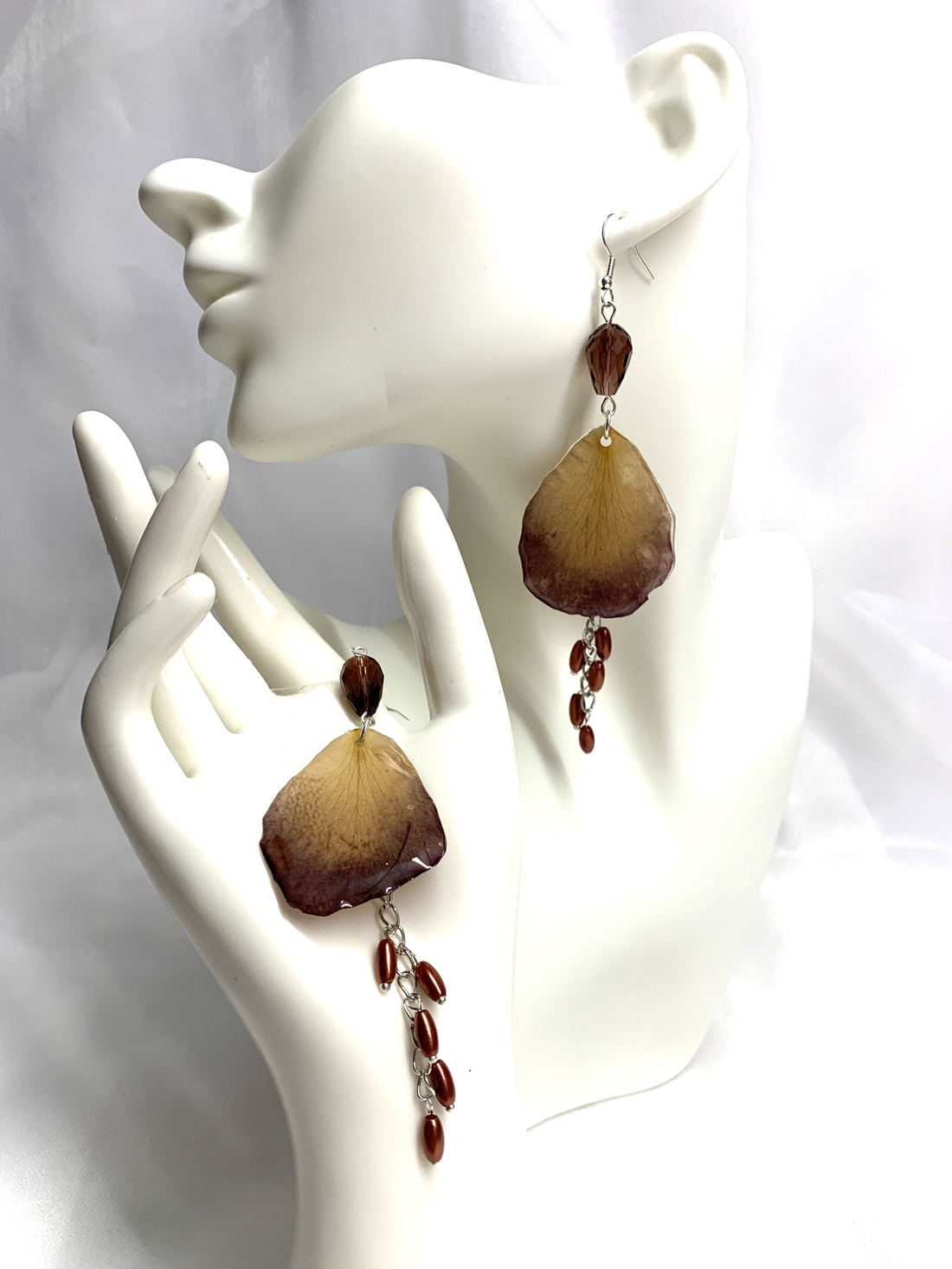 cercei handmade unicat din rasina si flori natural 00848 -  - Artynos.ro