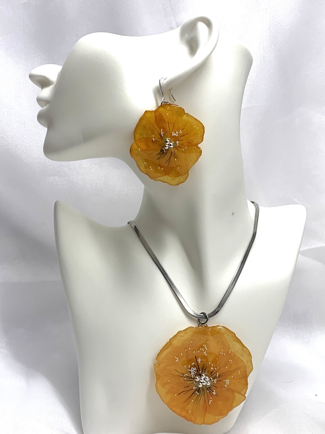 set bijuterii handmade unicat cu flori naturale 00853 -  - Artynos.ro