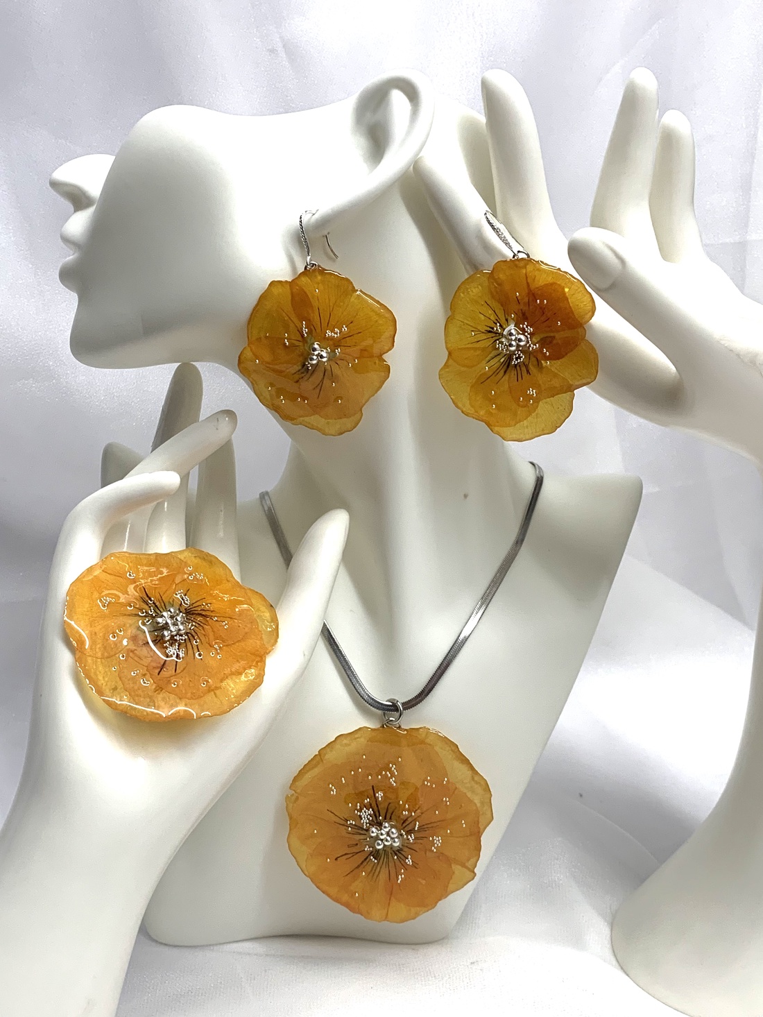set bijuterii handmade unicat cu flori naturale 00853 -  - Artynos.ro
