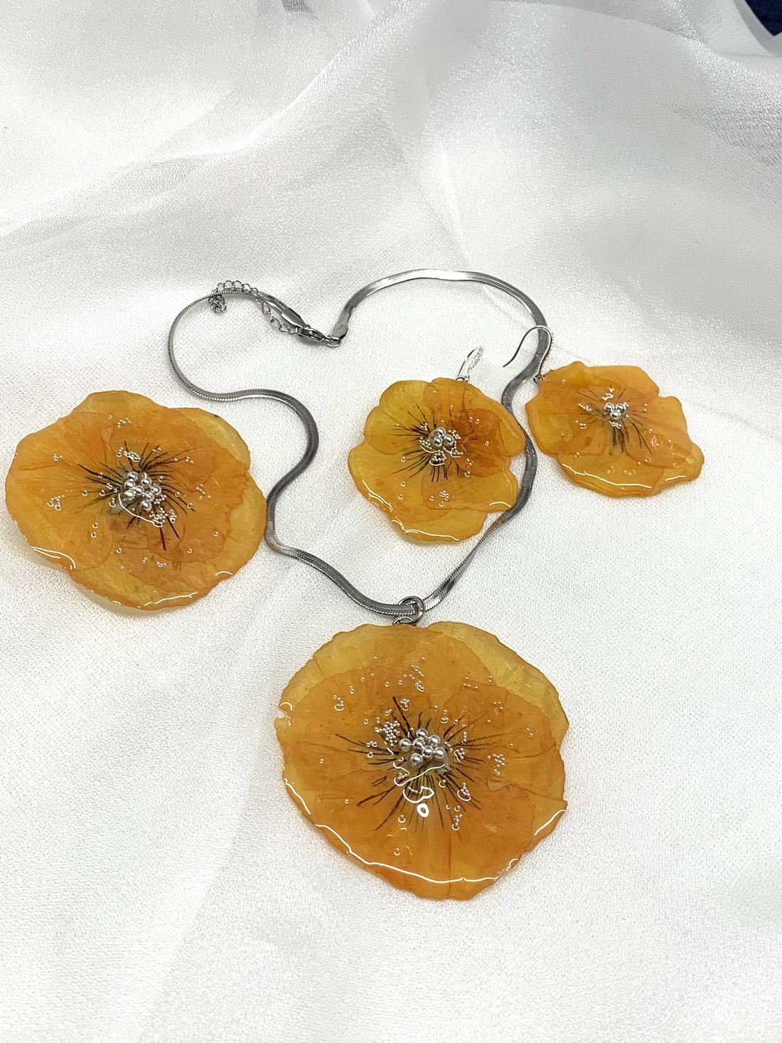set bijuterii handmade unicat cu flori naturale 00853 -  - Artynos.ro