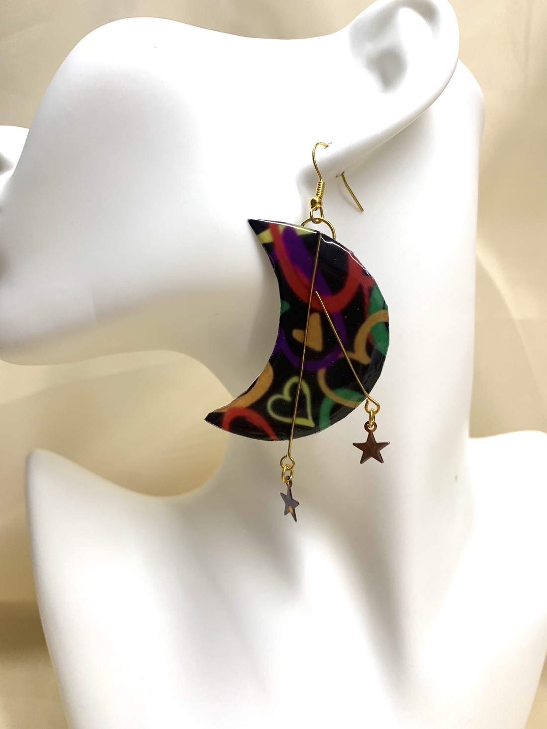 Cercei handmade unicat din rasina-pictati manual  00713 - bijuterii - cercei din rășină - Artynos.ro