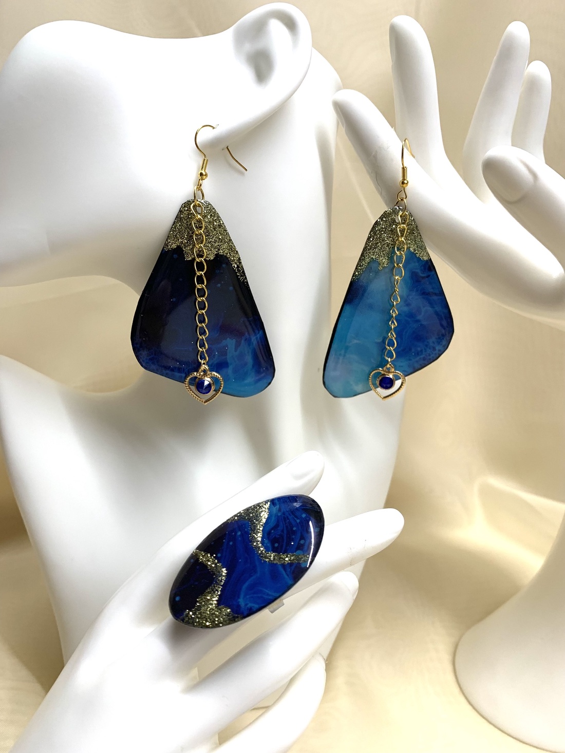 Set bijuterii pictat manual 00560 - bijuterii - seturi de bijuterii - Artynos.ro