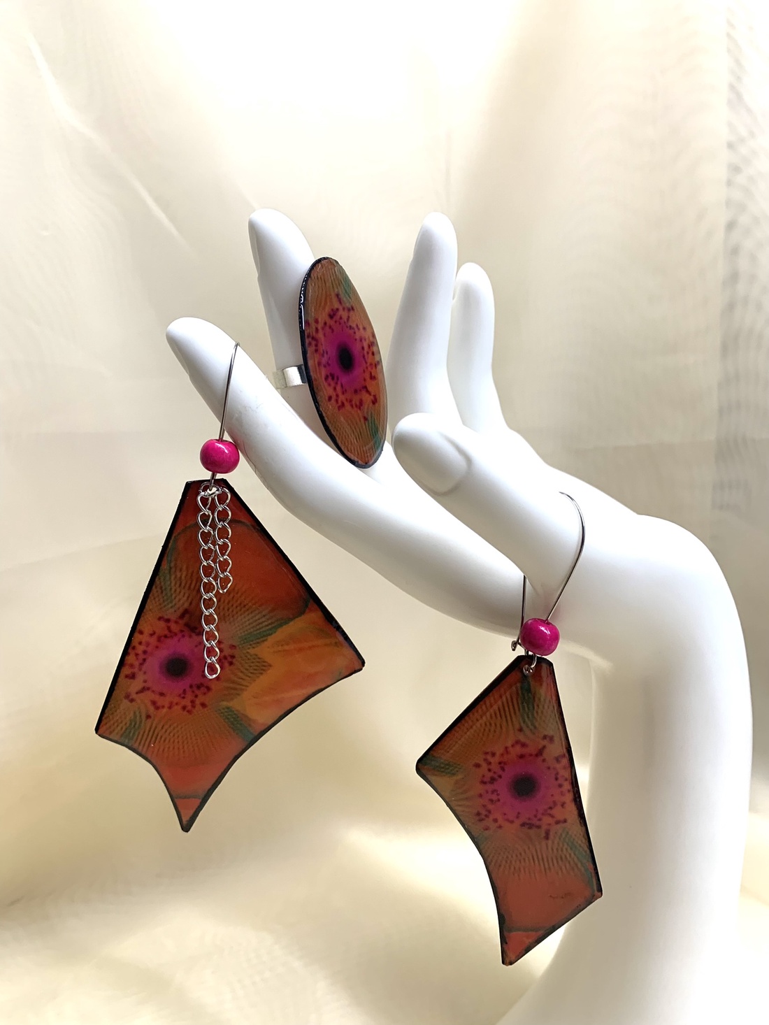 Set bijuterii handmade unicat - din rășină 00558 - bijuterii - seturi de bijuterii - Artynos.ro