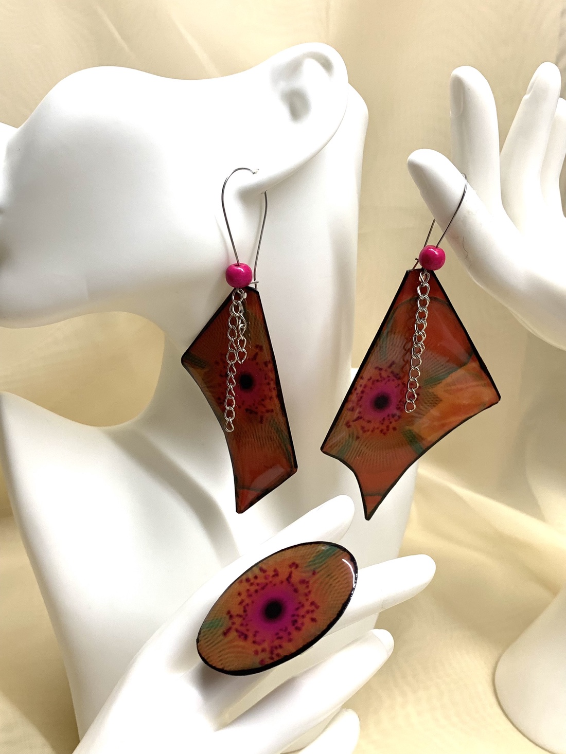 Set bijuterii handmade unicat - din rășină 00558 - bijuterii - seturi de bijuterii - Artynos.ro