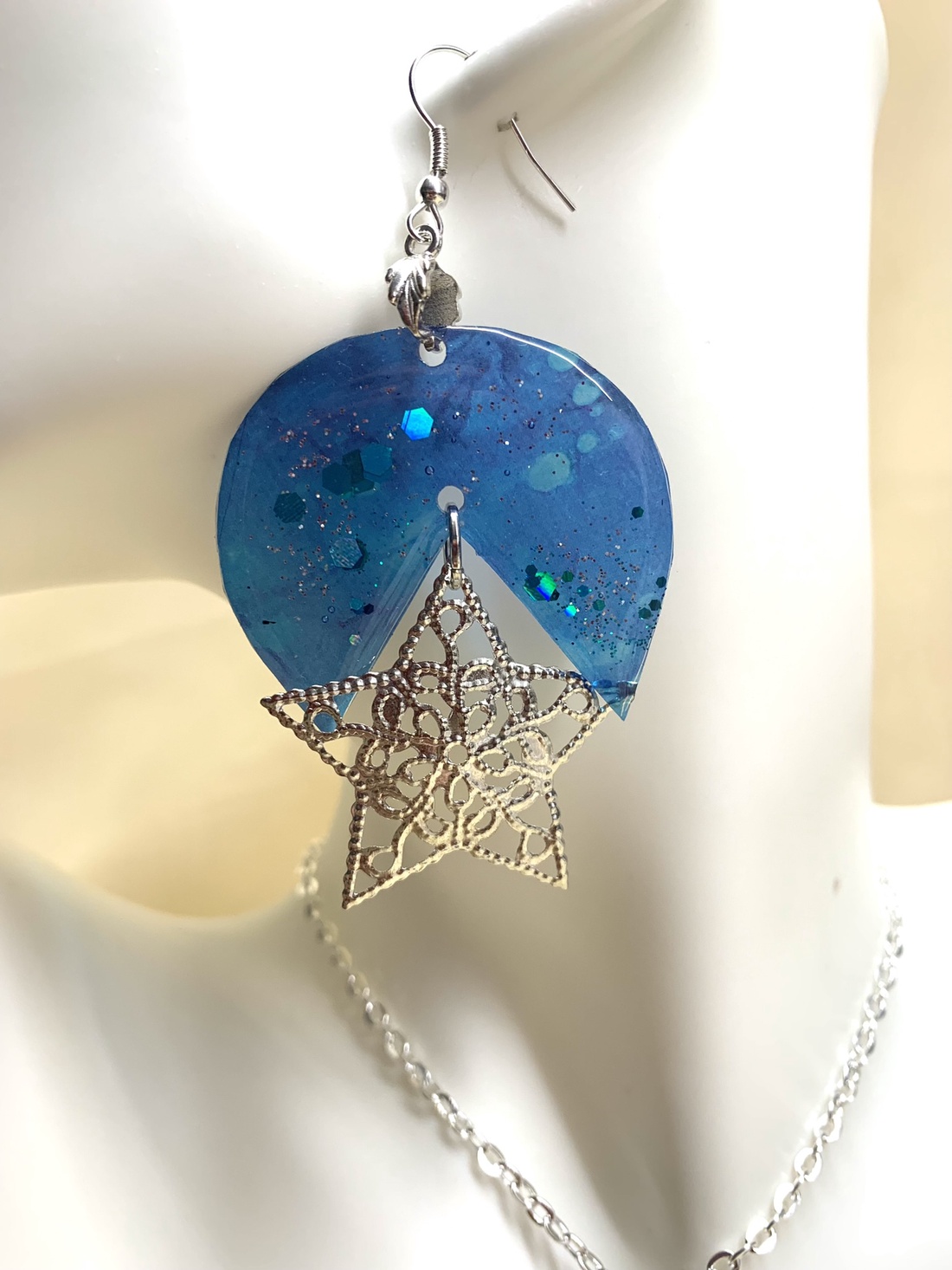 Set bijuterii handmade unicat pictat manual - din rășină 00551 - bijuterii - seturi de bijuterii - Artynos.ro