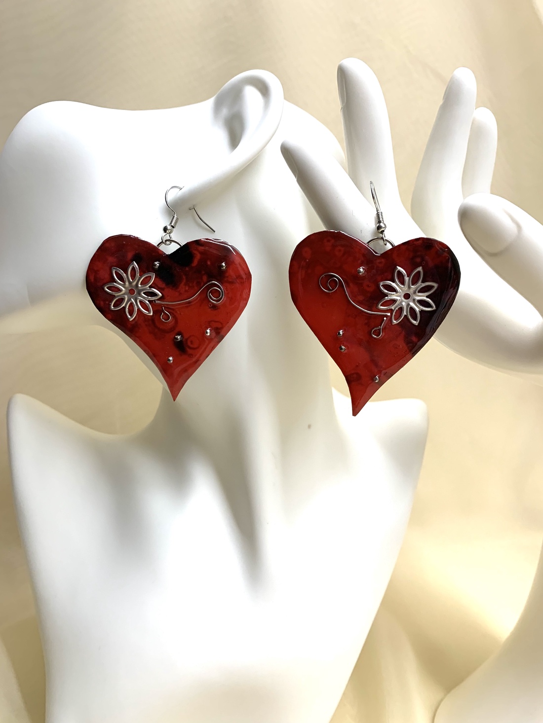 Cercei pictati manual  00856 - bijuterii - cercei - cercei din rășină - Artynos.ro