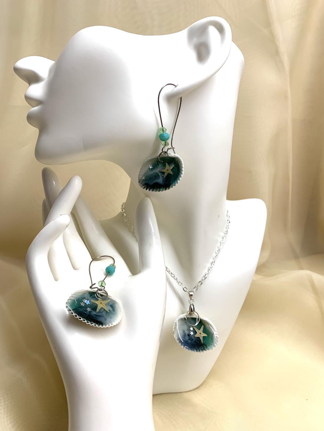 Set bijuterii cu stelute de mare si scoici 00868 - bijuterii - seturi de bijuterii - Artynos.ro