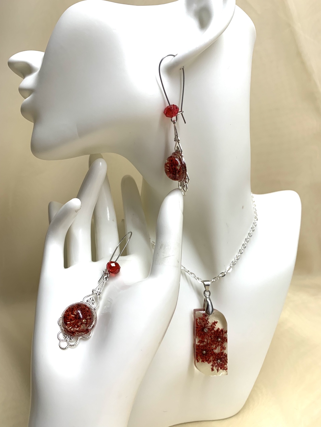 Set Bijuterii din rasina flori naturale 00929 - bijuterii - seturi de bijuterii - Artynos.ro