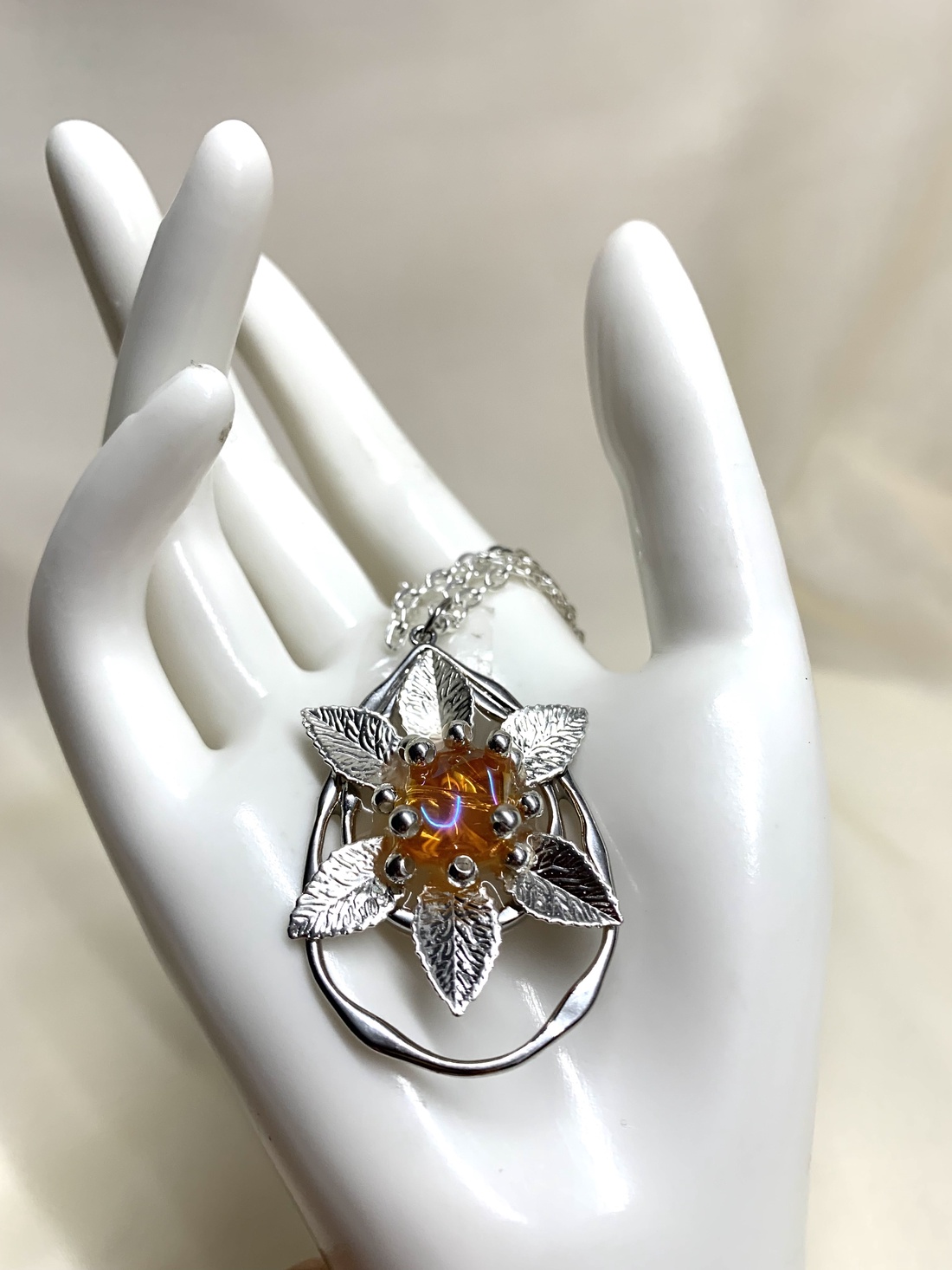 Colier-pandantiv inox si sticla  01136 - bijuterii - coliere - coliere cu pandative - Artynos.ro