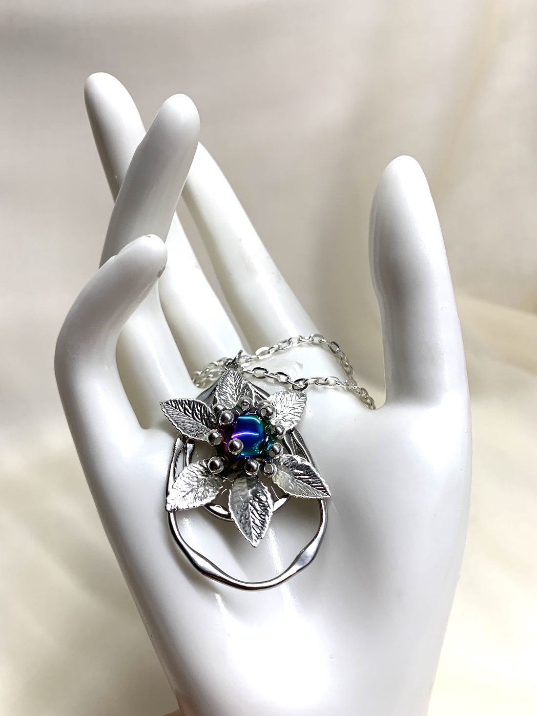 Colier-pandantiv inox si sticla 01137 - bijuterii - coliere - coliere cu pandative - Artynos.ro