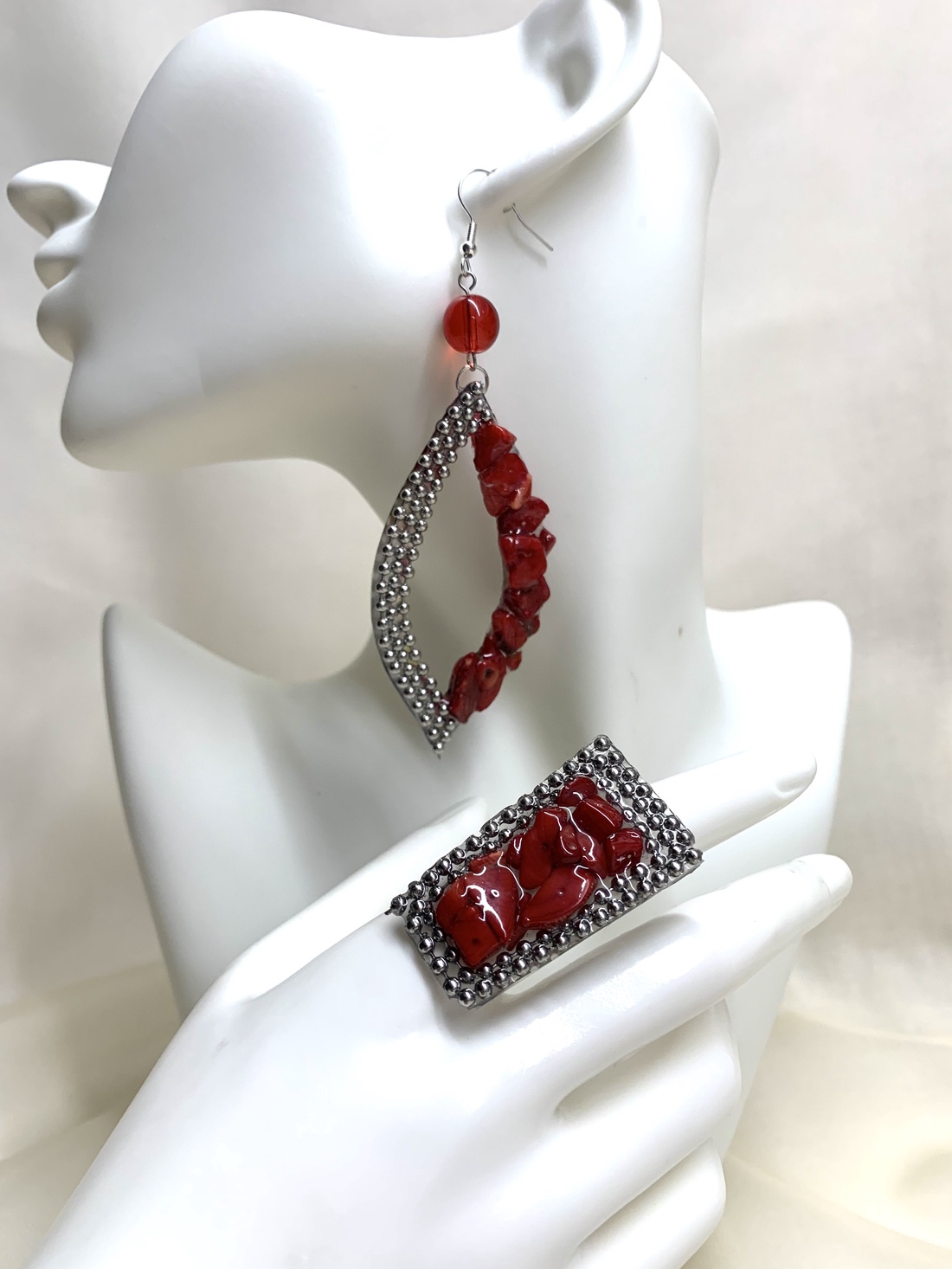 set bijuterii cu pietre semipretioase 01019 - bijuterii - cercei - cercei din rășină - Artynos.ro