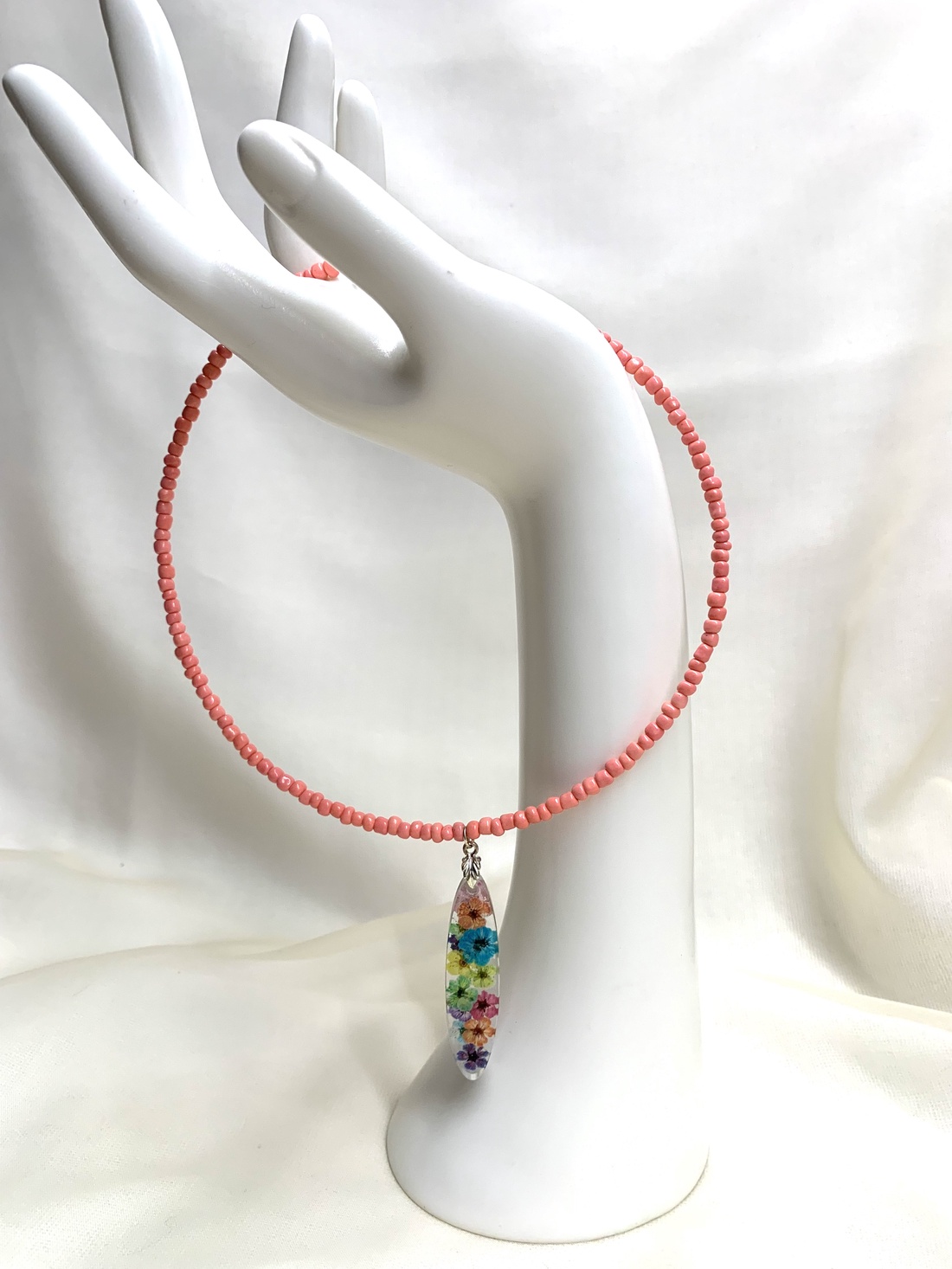 Colier-pandantiv cu flori naturale  01154 - bijuterii - coliere - coliere cu pandative - Artynos.ro