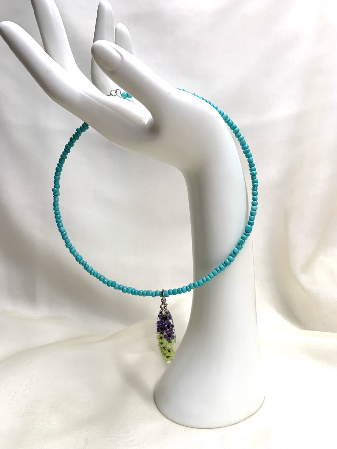 Colier-pandantiv cu flori naturale 01155 - bijuterii - coliere - coliere cu pandative - Artynos.ro