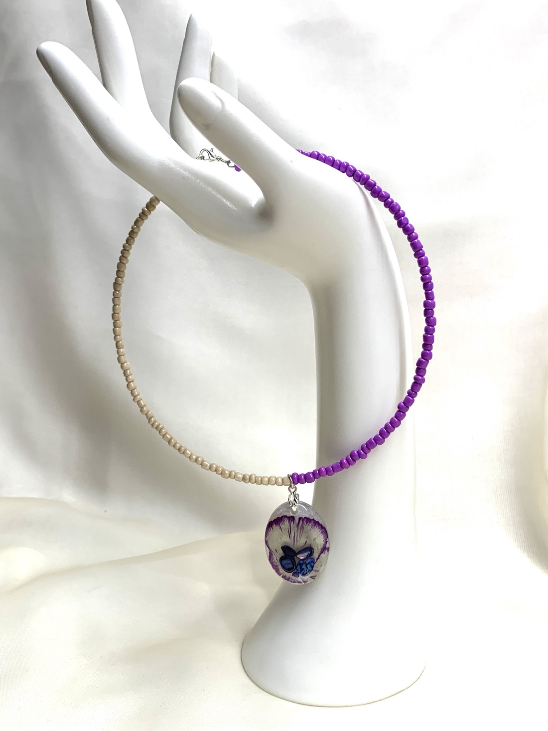 Colier-pandantiv cu flori si scoici Abalone 01156 - bijuterii - coliere - coliere cu pandative - Artynos.ro