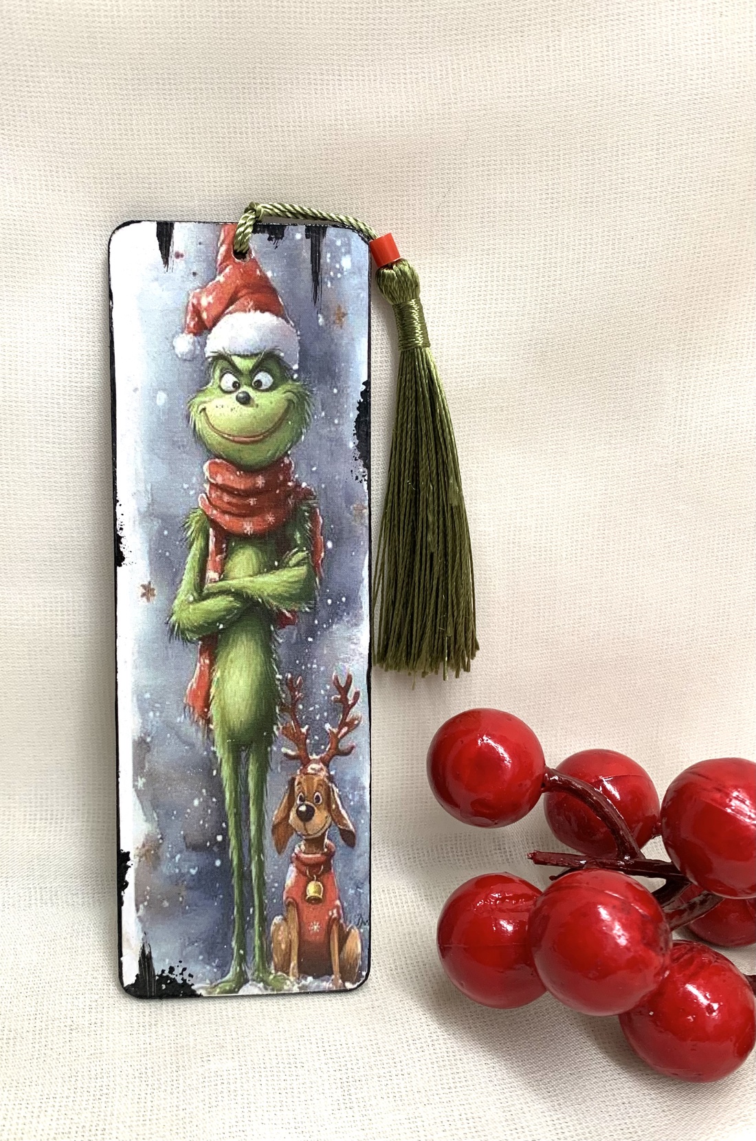 Semn de carte din lemn decorat manual 01200 - crăciun - cadouri de moș crăciun - cadouri de moș crăciun - Artynos.ro