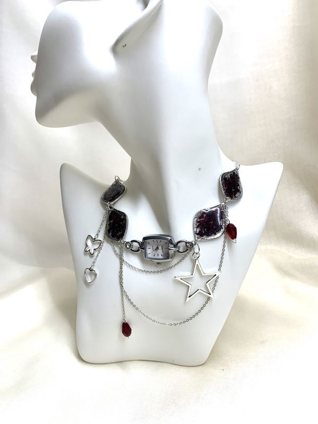 Colier-pandantiv cu petale de Trandafiri si ceas 01204 - bijuterii - coliere - chockere - Artynos.ro