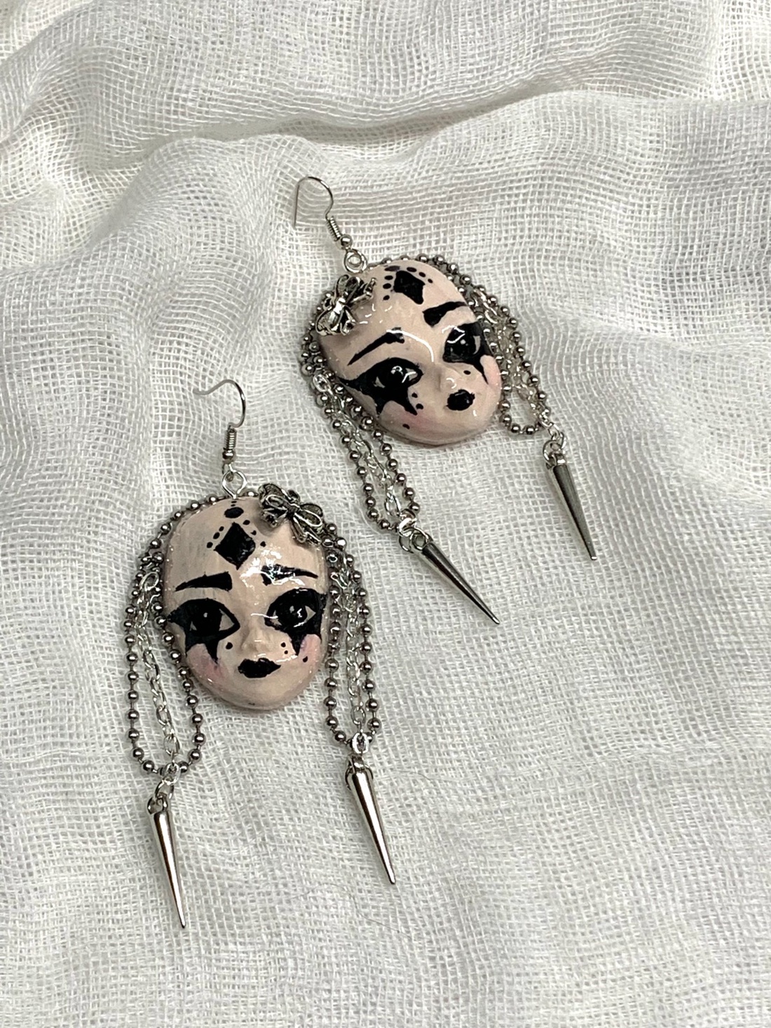 cercei modelati si pictati manual 01237 - bijuterii - cercei - cercei cu figurine - Artynos.ro