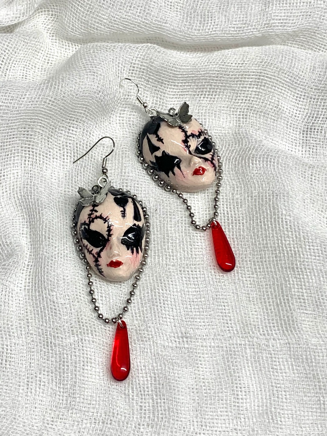 cercei modelati si pictati manual 01238 - bijuterii - cercei - cercei cu figurine - Artynos.ro