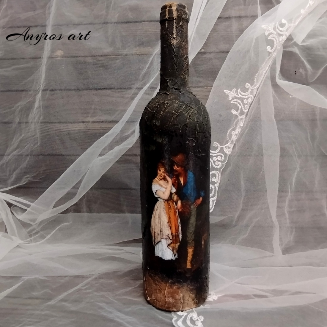 Cutie+sticla de vin-cadou pentru barbati 01290 - accesorii nuntă - amintiri și cadouri de nuntă - cadou nuntă - pahar de nuntă, set de sticlă - Artynos.ro