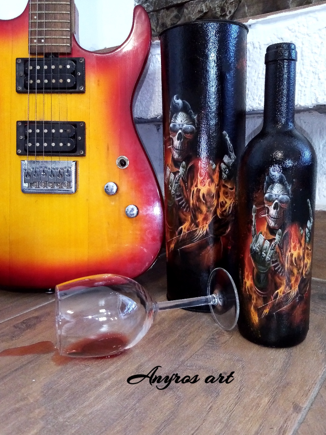 Cutie+sticla de vin-cadou pentru barbati 01292 - accesorii nuntă - amintiri și cadouri de nuntă - cadou nuntă - pahar de nuntă, set de sticlă - Artynos.ro